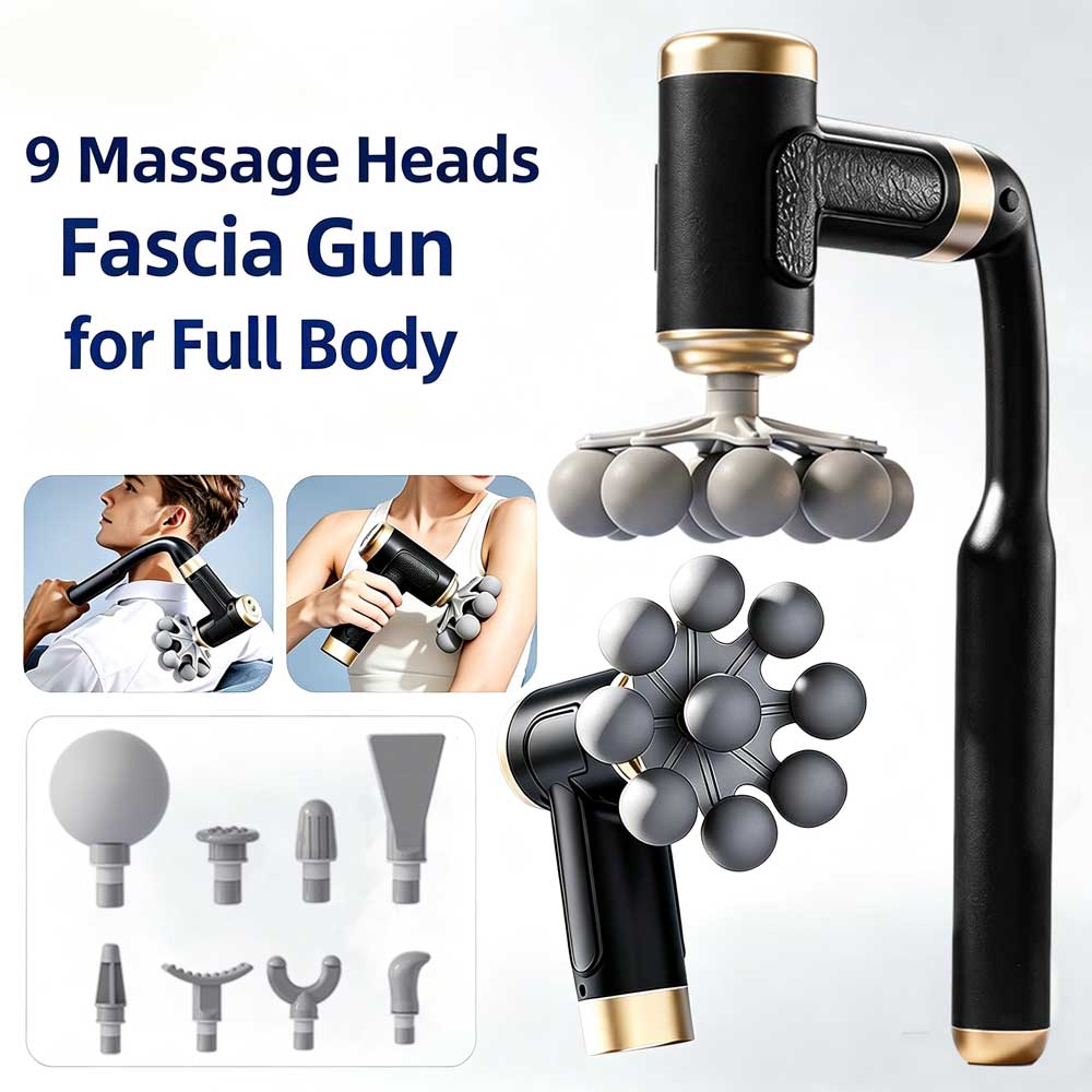 Massage Gun - 2-in-1 긴/짧은 손잡이 무선 근막 마사지건,